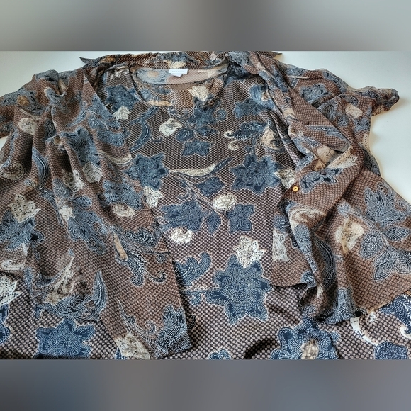 Avenue Twofer Silk Blend Paisley Blouse Brown Size 30/32 - Picture 5 of 11